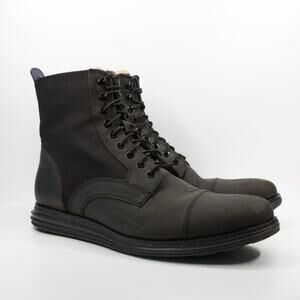 COLE HAAN Grand.0S Lunargrand Lace Up Boots 9 Eye Black Leather Mens Sz 11
